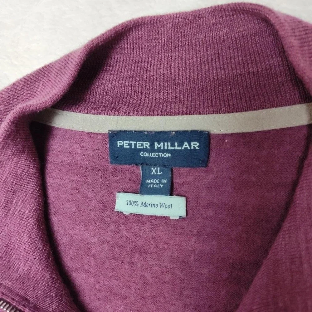 Peter Millar Sweater Mens XL Purple 1/4 Zip Mock Neck Tight-Knit Italy Golf HOLE